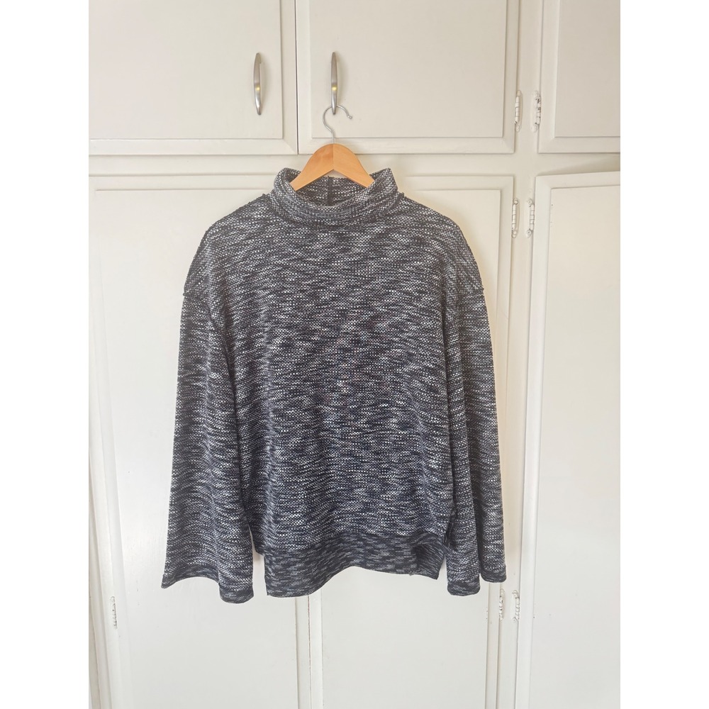 We The Free People Womens Large Charcoal Space Dye Mock Neck Pullover Sweater